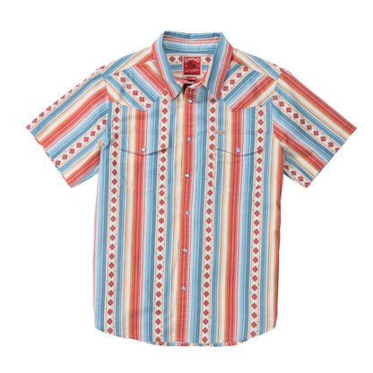 Serape Pearl Snap Button Up Short Sleeve