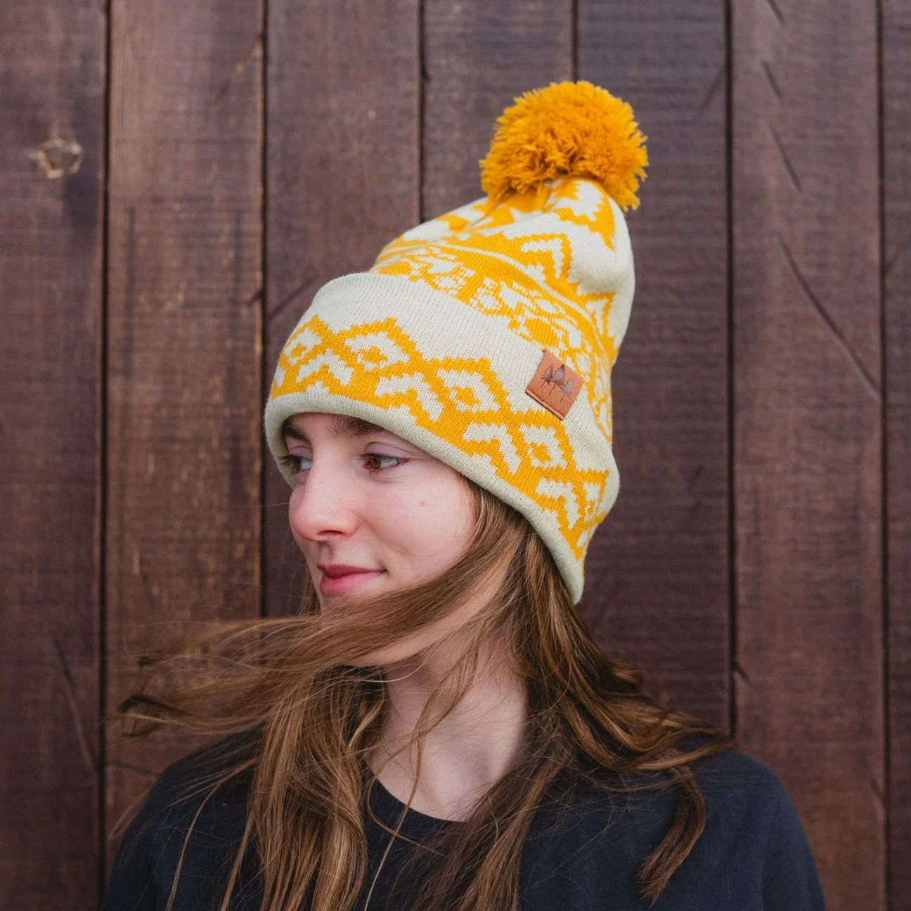 Snowflake Pattern Pom Beanie